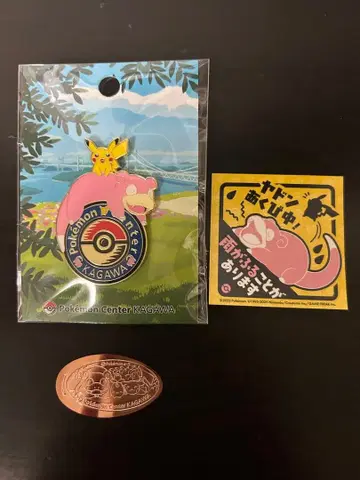 포켓몬 센터 카가와 카가와 한정판 야돈 피카츄 로고 핀즈, 메달
