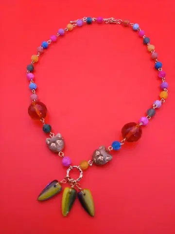 컬러 마노와 체코 비즈의 컬러풀 비즈 목걸이 핸드메이드