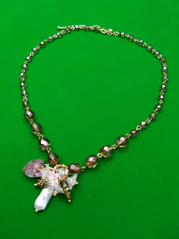 고양이와 양귀비 진주 목걸이 핸드메이드