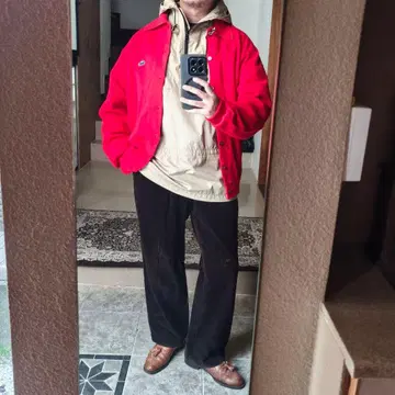 LACOSTE 라코스테 카라 부착 가디건 니트 레드