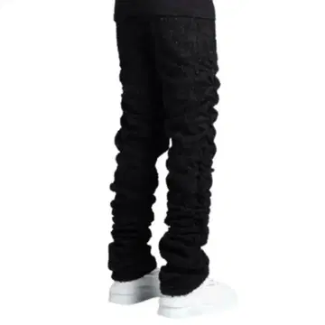 GUAPI 올 블랙 슈퍼 스택드 데님 34