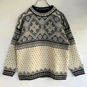 노르웨이산 노르딕 니트 바즈아이 니트 스웨터 구제 빈티지