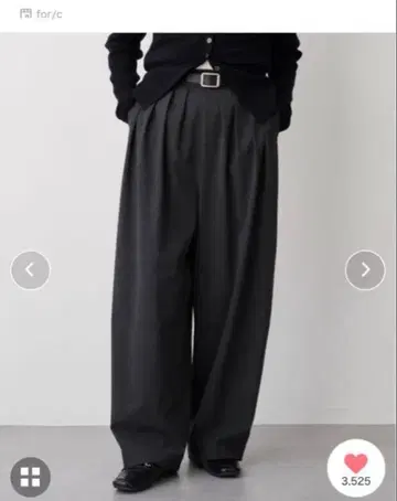 for/e 턱 와이드 팬츠 L 차콜 그레이