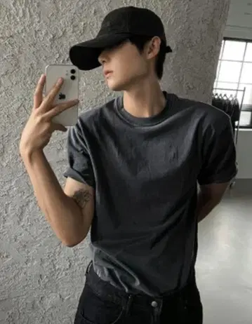 (새상품급) [COSYHARU] 코시하루 반팔T셔츠 차콜 한국 한국 코디