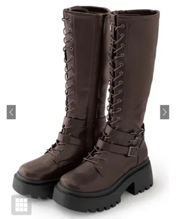 레이스업 벨트 통굽 롱 부츠[zr1406]