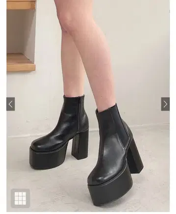 통굽 청키힐 사이드 고어 가죽 부츠[ci389]