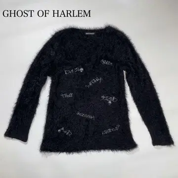 고스트 오브 할렘 샤기 니트 V넥 복슬복슬 해골  스컬