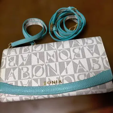 BONIA ABONIA 로고 장지갑 화이트/터콰이즈