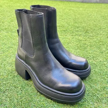 ZARA 24.5 천연 가죽 리얼 가죽 사이드 고어 부츠