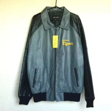 한신 타이거즈 미사용 택 포함 천연 가죽 가죽 자켓 그레이&블랙 LL