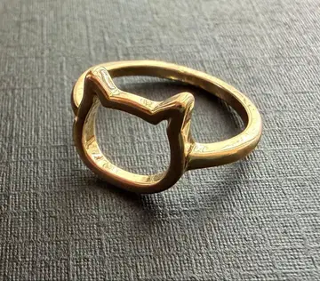 새상품 아쉬페 프랑스 골드 컬러 고양이 실루엣 반지 10호