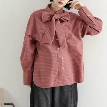 로리즈팜 LOWRYSFARM 빅 보타이 체크 셔츠