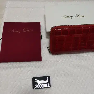 Pelley Lusso 빨간색 장지갑 크로커다일