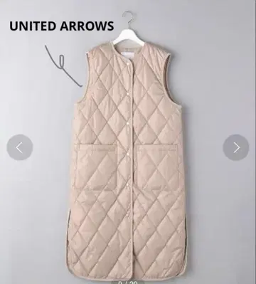[ 미사용품 ] UNITED ARROWS 퀼팅 롱 베스트 베이지
