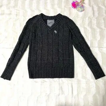 Abercrombie & Fitch V넥 울 캐시미어 케이블 니트