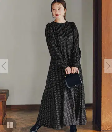 titivate 볼륨 개더 슬리브 플레어 원피스 블랙 M