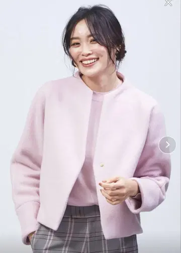 qualite/칼리테 숏 비버 코트 핑크