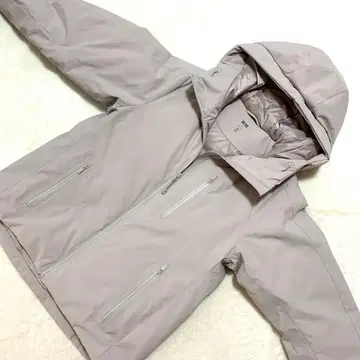 UNIQLO 후드 부착 심리스 다운 자켓 M 라이트 그레이 여성용