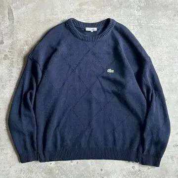 Lacoste 네이비 다이아몬드 편직 니트