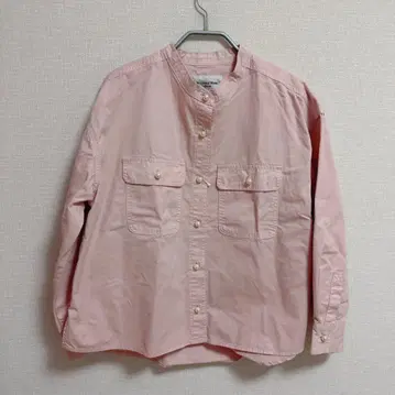 택 포함 새상품 르쿠르블랑 스탠드넥 펄 버튼 셔츠 핑크