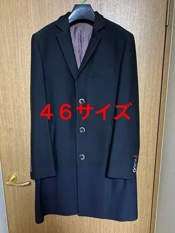 [ Dhim 더블 스탠다드 ] 바이컬러 체스터 코트 블랙 x 네이비