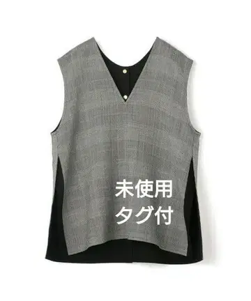 미사용 tomorrowland 그레이 체크 블랙 V넥 베스트 4way