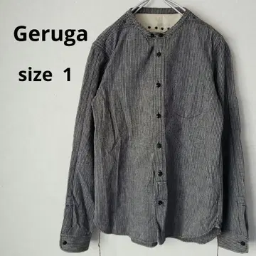 Geruga 겔가 스트라이프 긴팔 밴드 카라 셔츠 남성용 사이즈 1