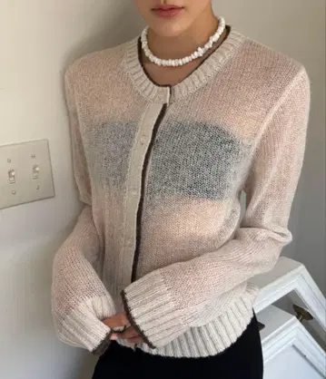 FUULLYSTUDIO 시어 모헤어 바이컬러 가디건