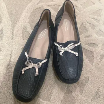 미사용 새상품 네이비 천연 가죽 가죽 모카신 신발 24