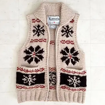 Kanata 카우친 니트 베스트 노르딕 무늬 베이지 S