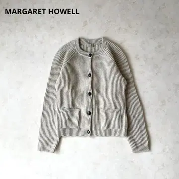 마가렛호웰 리브 가디건 울 싸개 버튼 그레이