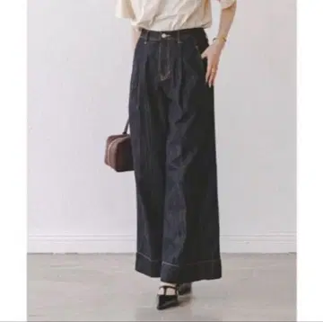 NOBLE ORR Pleated Wide-leg Denim Jeans