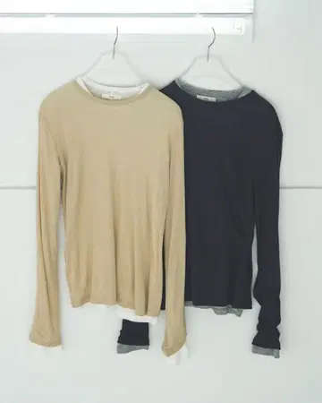 anuke 안누크 레이어드 시어 롱 티셔츠