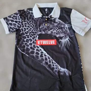V12 레오파드 무늬 피케 셔츠 S 사이즈