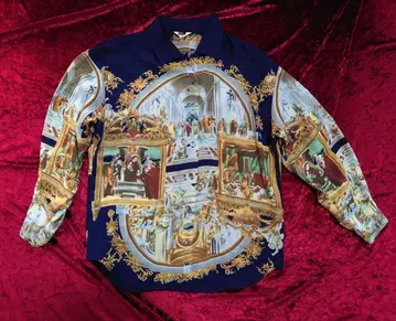 회화 패턴 올 패턴 셔츠 레트로 스카프 패턴 대성당 개성 있는 구제 의류