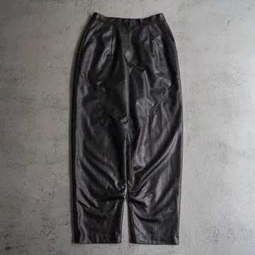 80s vintage 캐나다제 블랙 폴리 와이드 팬츠 종이 택 유로