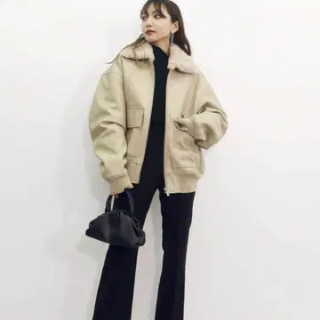 [ SLY ] 퍼 자켓 가죽 아이보리 아우터