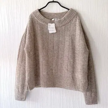 나노 유니버스 택 포함 알파카 혼방 와이드 리브 니트 와이드 크루넥