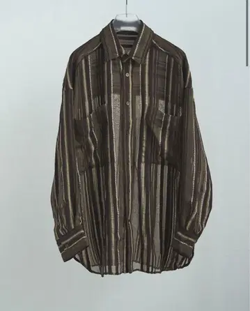 anuke/Sheer Stripe Shirts/브라운/택 포함 새상품