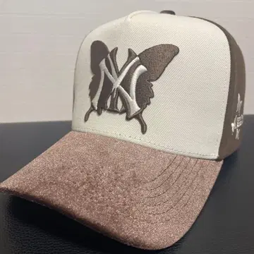 버터플라이 디자인 캡 베이지/브라운