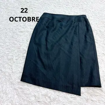 [반두오크토브르] 비대칭 스커트 M 랩 스타일 스트라이프 라메