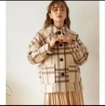 searoomlynn 울 체크 미디엄 코트 모카 자켓