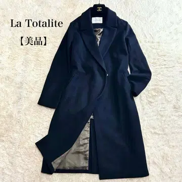 새상품급 라토타리테 울 비버 체스터 코트 롱 네이비 38