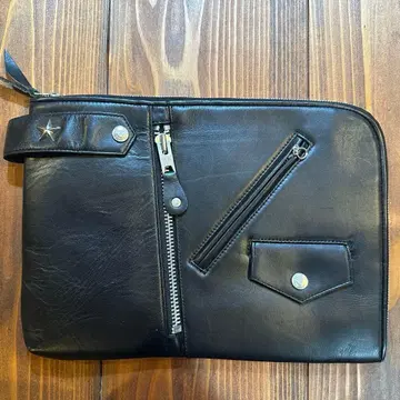 schott 가죽 클러치백 블랙