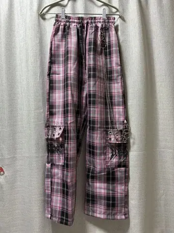 볼칸 & 아프로다이티 반지 x 체인 달린 체크 팬츠