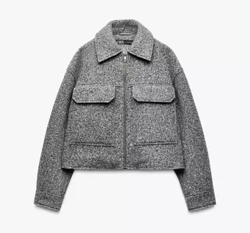 자라 부클레 숏 자켓 그레이 M 사이즈