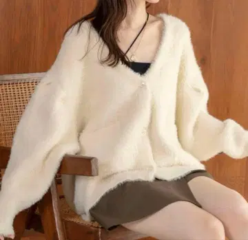 Hinari 샤기 니트 가디건