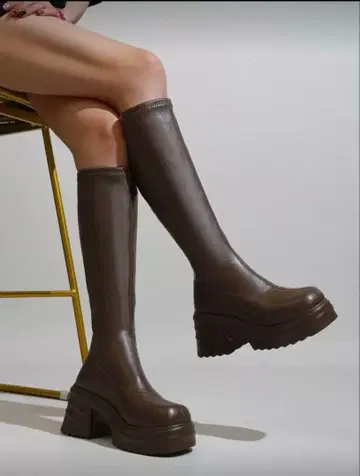 브라운 롱 부츠 CN37 쉬인 SHEIN