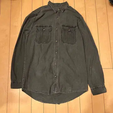 90s Cabela's 다크 그레이 XL 데님 셔츠 블랙 미국