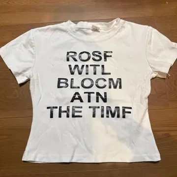 화이트 텍스트 프린트 T셔츠